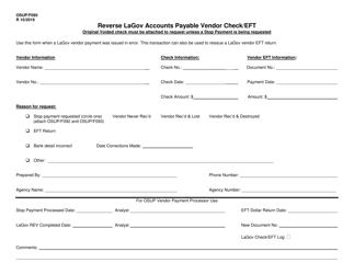 Document preview: Form OSUP/F095 Reverse Lagov Accounts Payable Vendor Check/Eft - Louisiana
