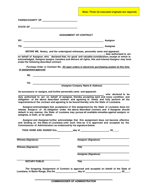 Assignment of Contract - Louisiana