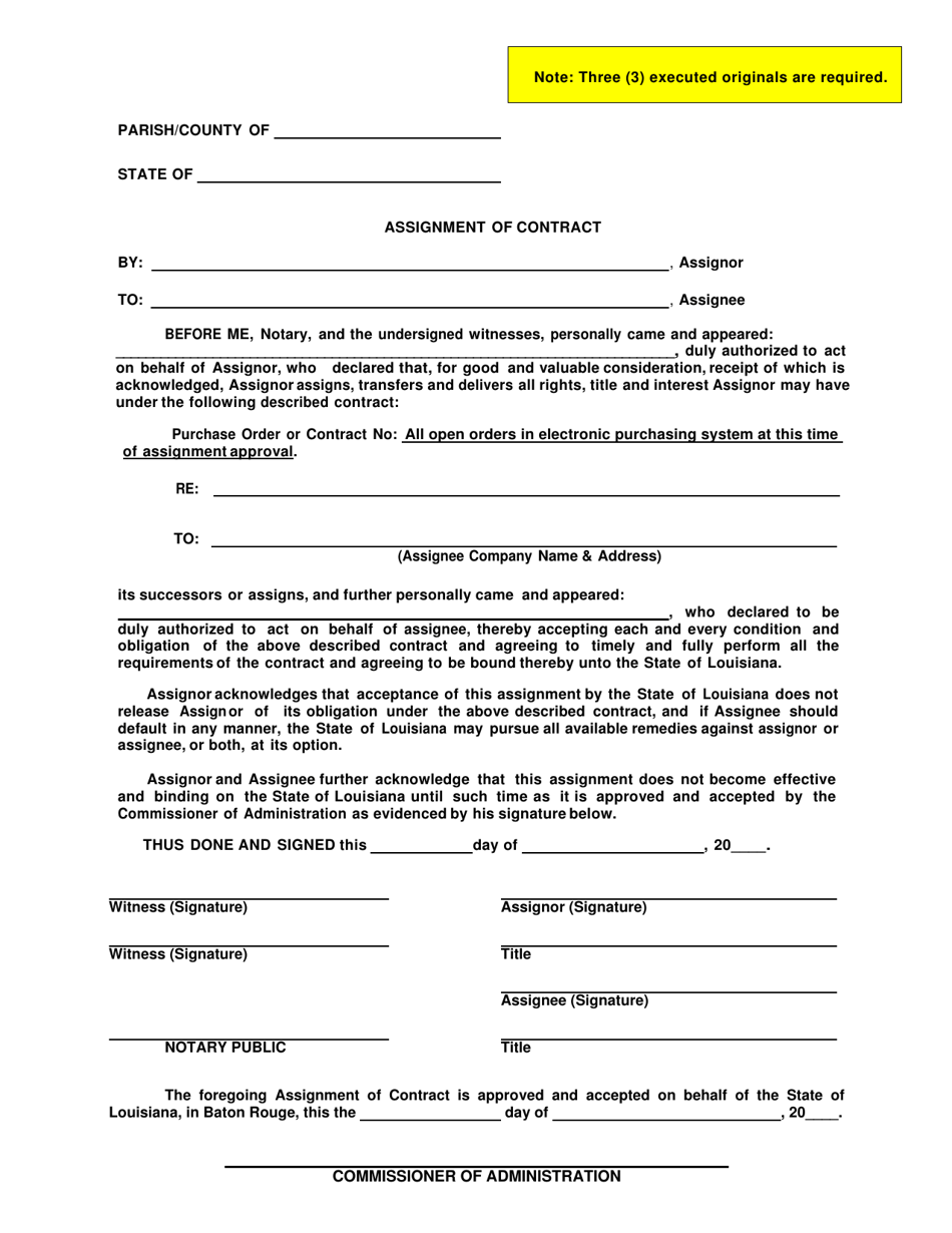 Louisiana Assignment of Contract - Fill Out, Sign Online and Download ...