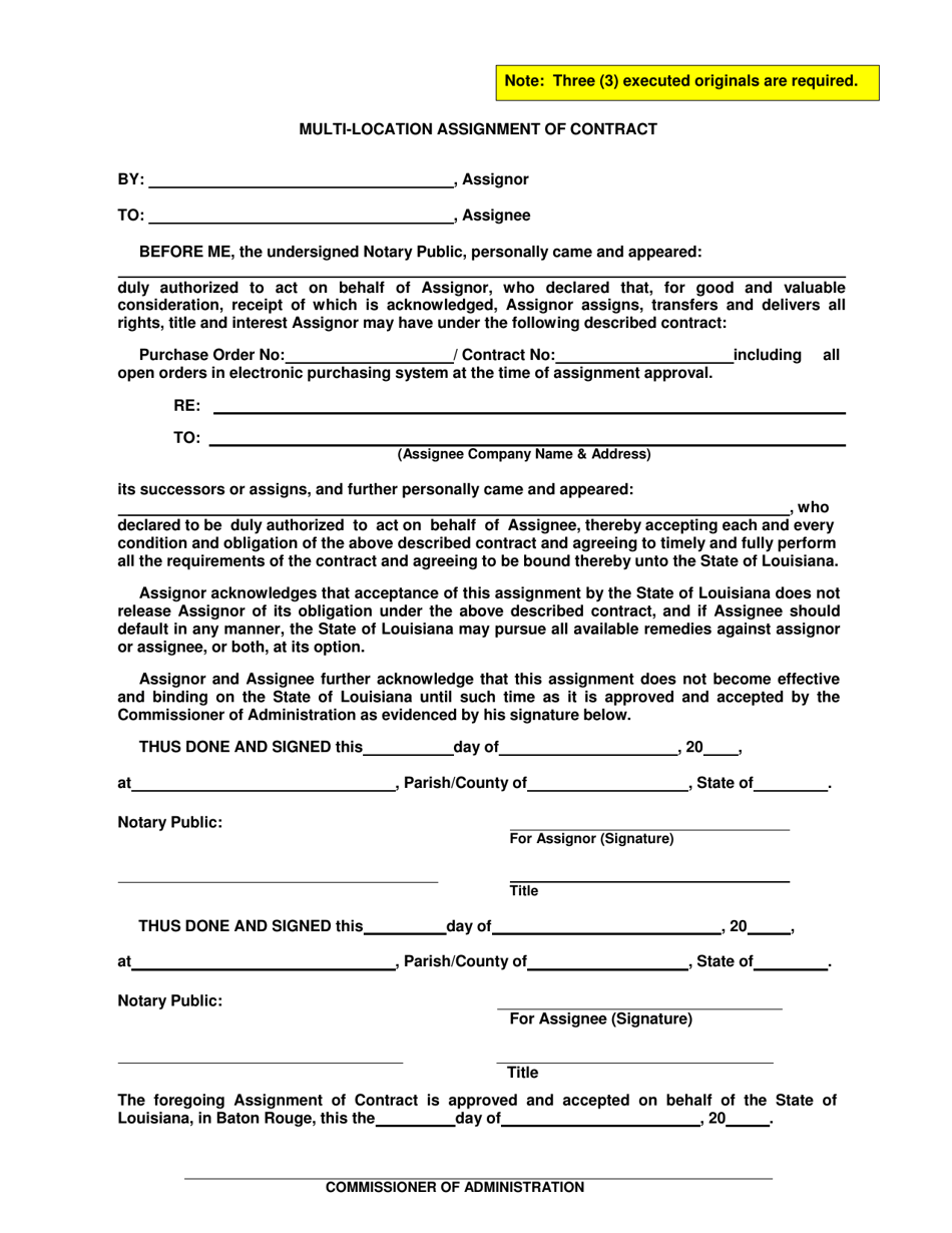 Multi-Location Assignment of Contract - Louisiana, Page 1
