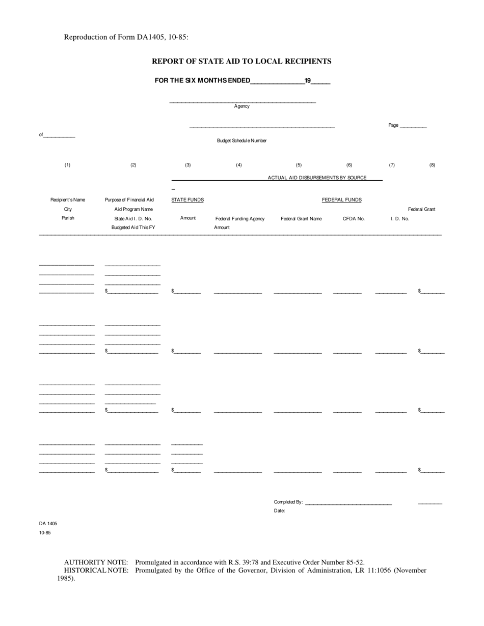 PPM Form 70 Report of State Aid to Local Recipients - Louisiana, Page 2