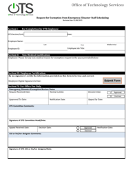 Document preview: Request for Exemption From Emergency/Disaster Staff Scheduling - Louisiana