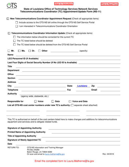 Form NS-11  Printable Pdf