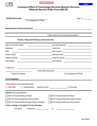 Form NS-38 Ethernet Service Order Form - Louisiana