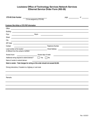 Form NS-38 Ethernet Service Order Form - Louisiana, Page 3