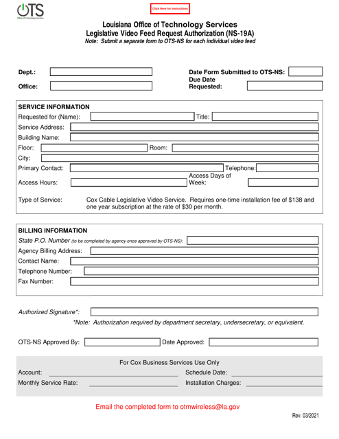 Form NS-19A  Printable Pdf