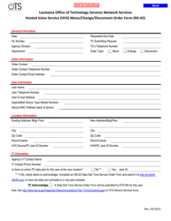 Form NS-65 &quot;Hosted Voice Service (Hvs) Move/Change/Disconnect Order Form&quot; - Louisiana