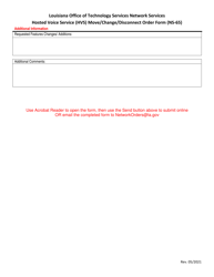 Form NS-65 &quot;Hosted Voice Service (Hvs) Move/Change/Disconnect Order Form&quot; - Louisiana, Page 2