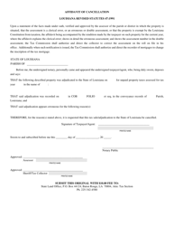 Document preview: Affidavit of Cancellation - Louisiana