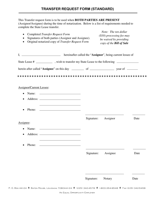 Transfer Request Form (Standard) - Louisiana