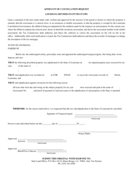 Document preview: Affidavit of Cancellation Request (Dual Assessment) - Louisiana