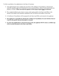 Affidavit of Cancellation Request (Dual Assessment) - Louisiana, Page 2