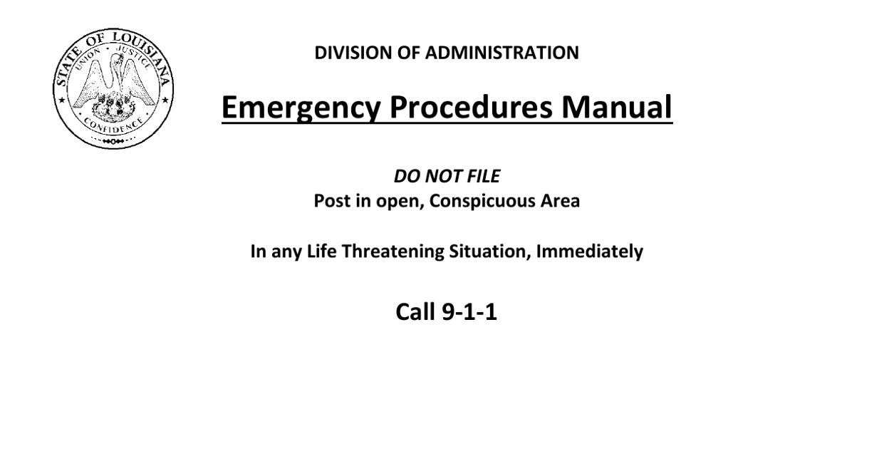 Emergency Procedures Manual - Louisiana Download Pdf