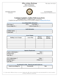 Document preview: Louisiana Legislative Auditor Field Access Form - Louisiana