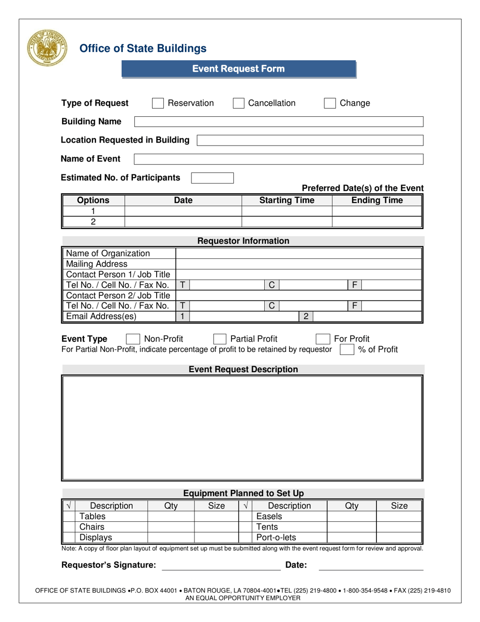 Event Request Form - Louisiana, Page 1