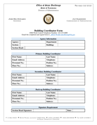 Document preview: Building Coordinator Form - Louisiana