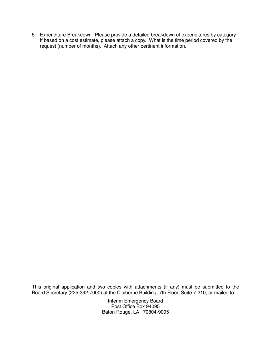 Application for Funds or Deficit Spending Authorization From the Interim Emergency Board - Louisiana, Page 3