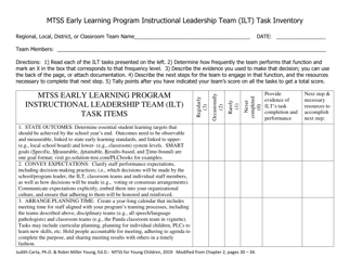 Document preview: Mtss Early Learning Program Instructional Leadership Team (Ilt) Task Inventory - Nebraska
