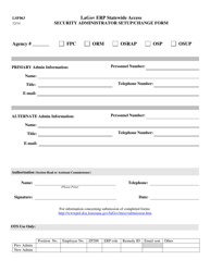 Document preview: Form LSF063 Lagov Erp Statewide Access Security Administrator Setup/Change Form - Louisiana