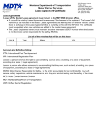 Form MDT-MCS-022 Lease Agreement Certificate - Montana, Page 2