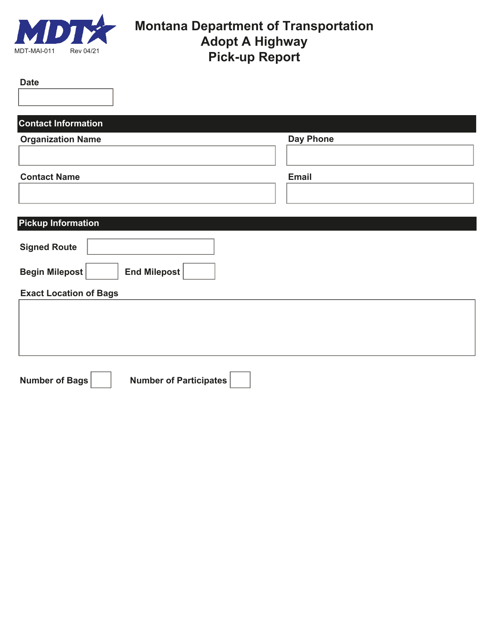 Form MDT-MAI-011  Printable Pdf