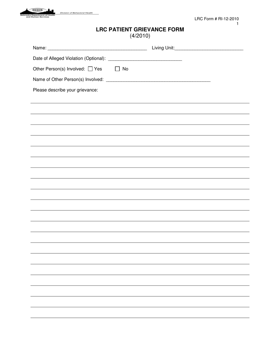 LRC Form RI-12-2010 Download Printable PDF or Fill Online Lrc Patient ...