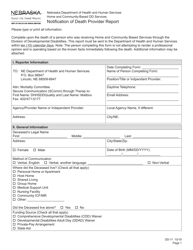 Form DD-11 Notification of Death Provider Report - Nebraska, Page 2
