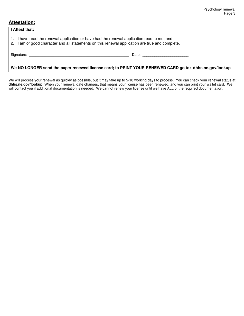 Psychology Renewal Notice - Nebraska, Page 3