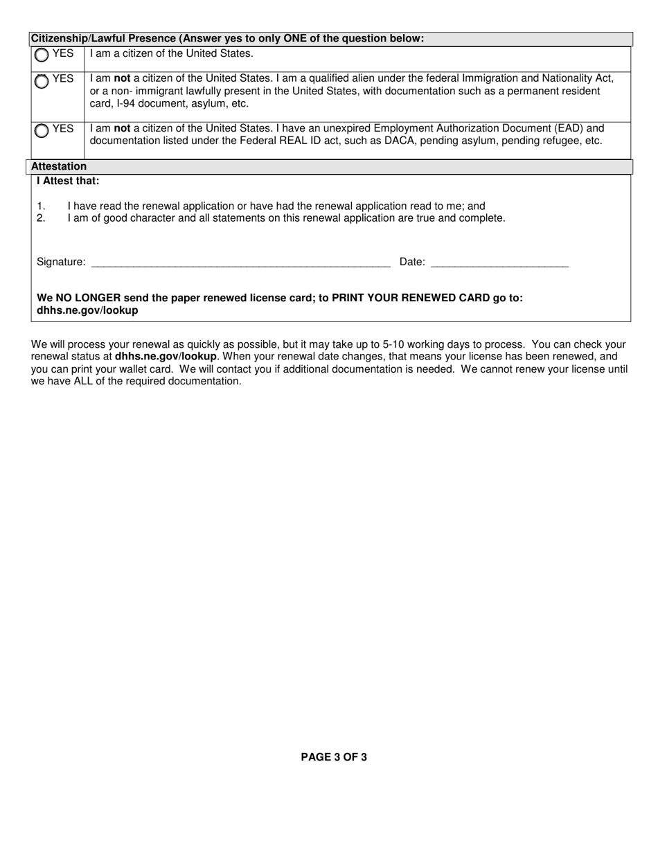 Respiratory Care Renewal Notice - Nebraska, Page 3