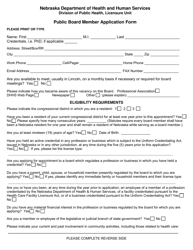 Document preview: Public Board Member Application Form - Nebraska