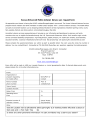 Document preview: Kansas Enhanced Mobile Veteran Service Van Request Form - Kansas