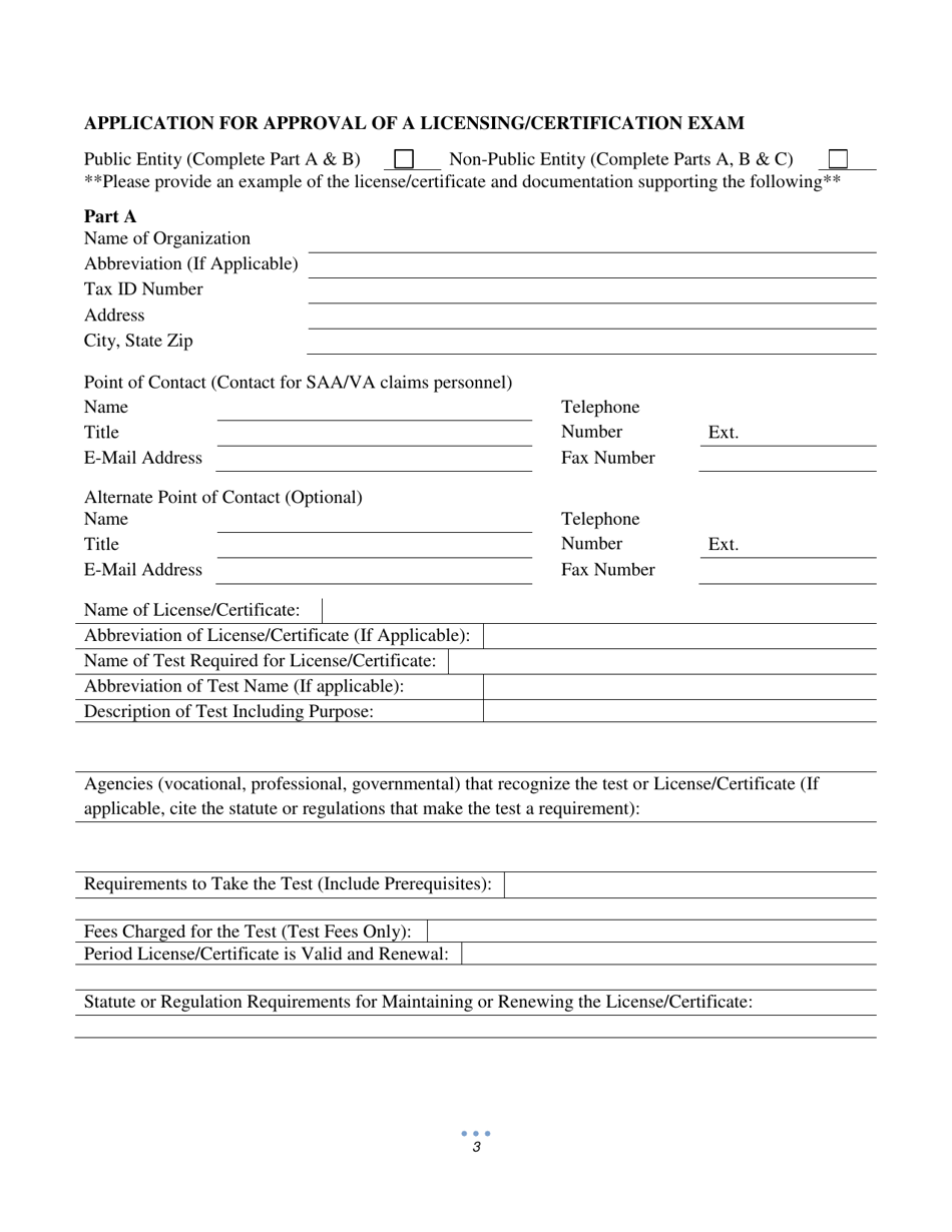 Application for Approval of a Licensing / Certification Exam - Kansas, Page 3