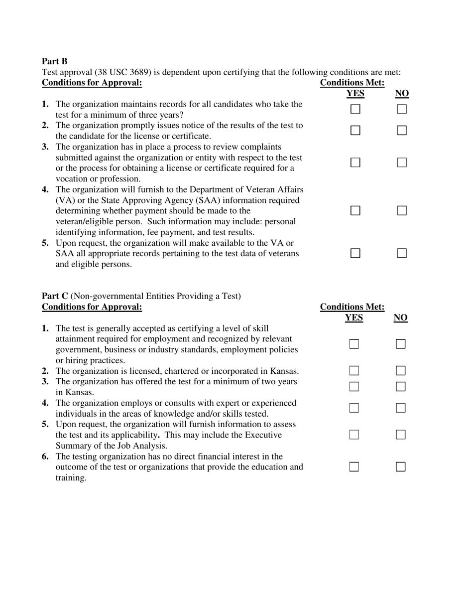 Application for Approval of a Licensing / Certification Exam - Kansas, Page 4