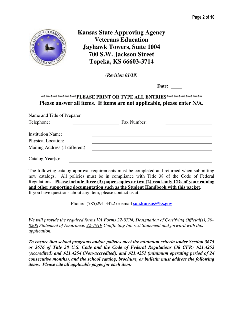 New Institute of Higher Learning School Application - Kansas, Page 2