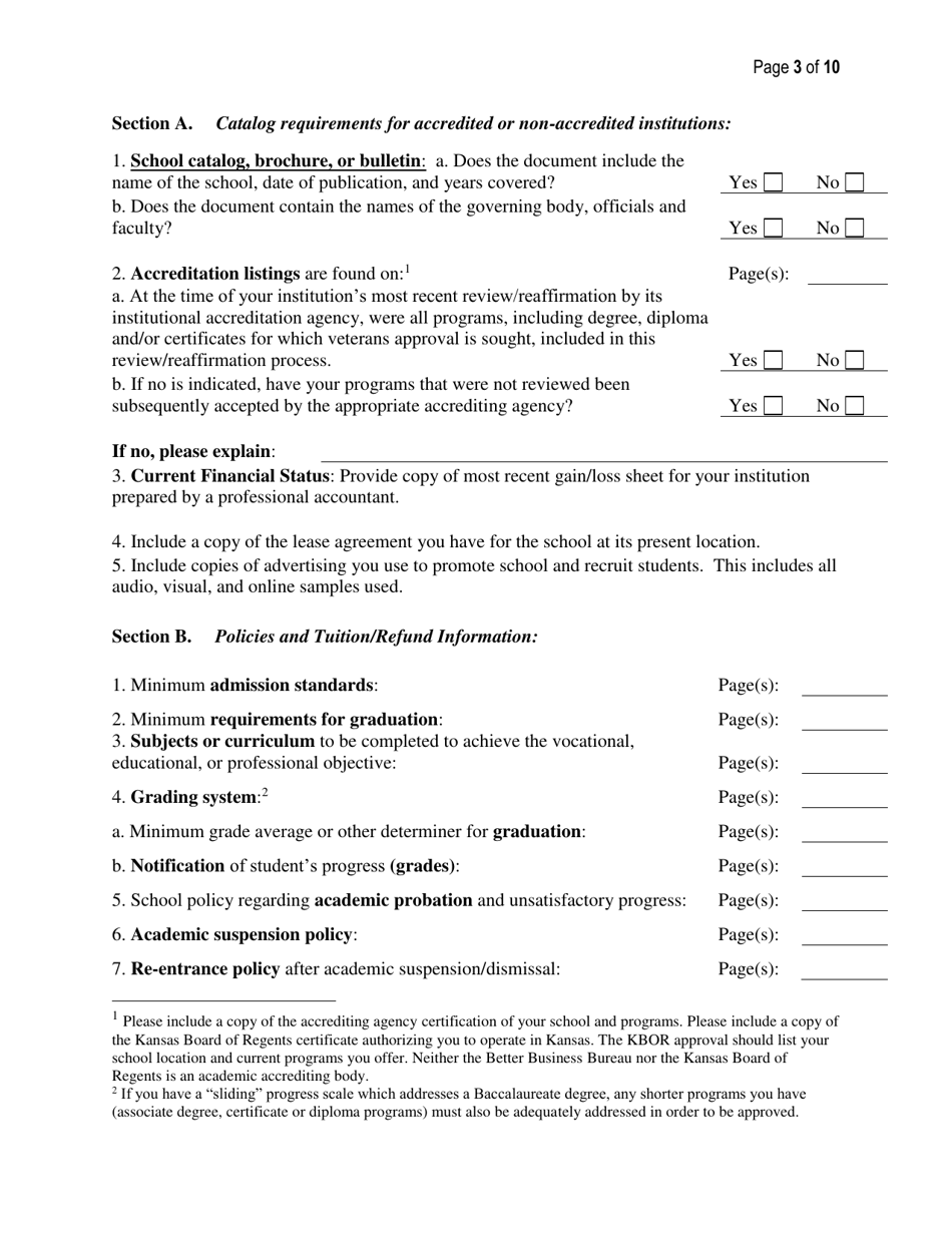 New Institute of Higher Learning School Application - Kansas, Page 3