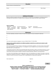Application for Executive Appointment - Nebraska, Page 2