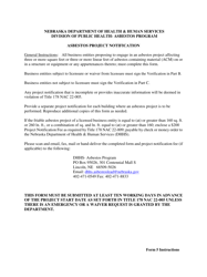Form 5 Asbestos Project Notification - Nebraska