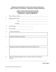 Form 7 Application for Waiver of License for Business Entities Performing Emergency Asbestos Projects - Nebraska, Page 2