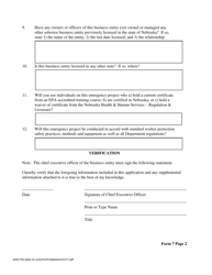 Form 7 Application for Waiver of License for Business Entities Performing Emergency Asbestos Projects - Nebraska, Page 3