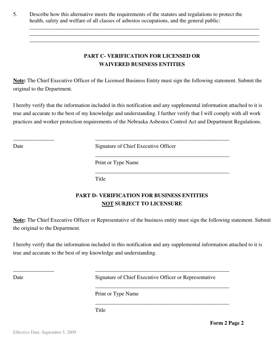 Form 2 Waiver of Specific Requirements, or to Request Alternative Work Practices - Nebraska, Page 3