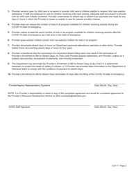 Form COV-11 Child Care Subsidy Provider Enrollment to Bill for Absent Days - Nebraska, Page 2
