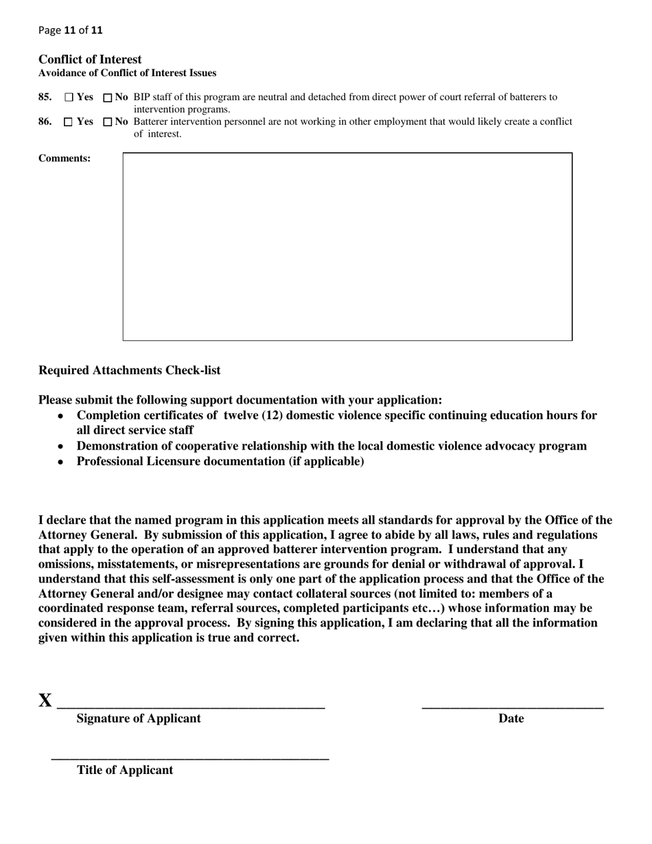 Renewal Application for Batterer Intervention Program Certification - Kansas, Page 11