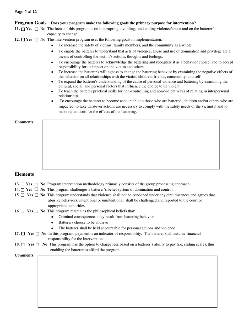 Renewal Application for Batterer Intervention Program Certification - Kansas, Page 4