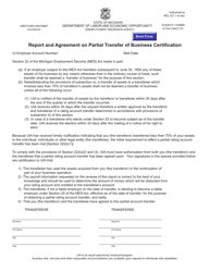 Form UIA1184-1 Report and Agreement on Partial Transfer of Business Certification - Michigan