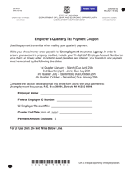 Form UIA4101 &quot;Employer's Quarterly Tax Payment Coupon&quot; - Michigan