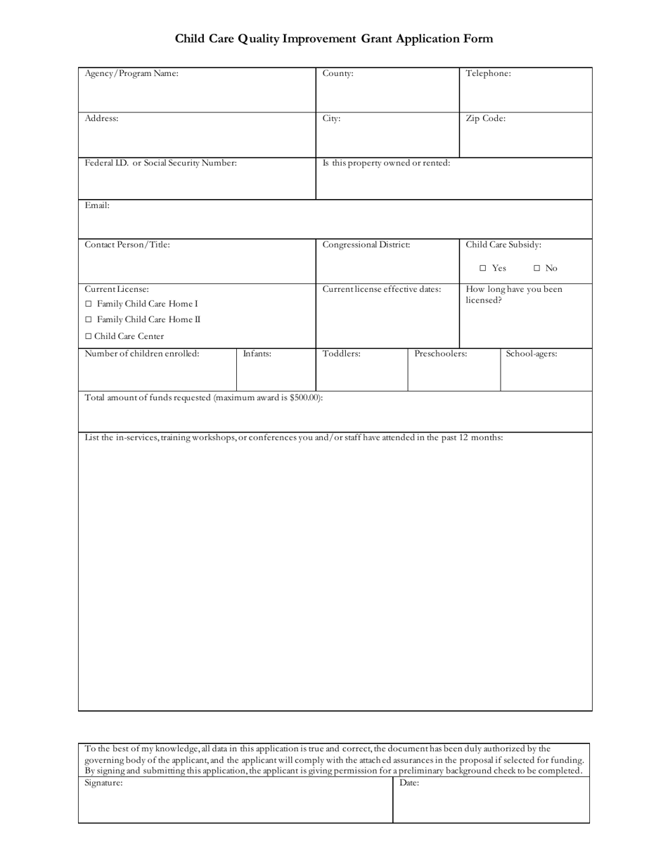 Child Care Quality Improvement Grant Application Form - Nebraska, Page 3