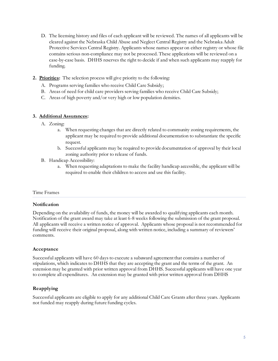 Child Care Quality Improvement Grant Application Form - Nebraska, Page 6