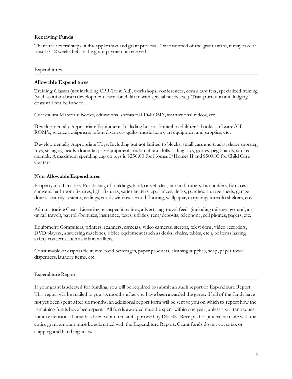 Child Care Quality Improvement Grant Application Form - Nebraska, Page 7
