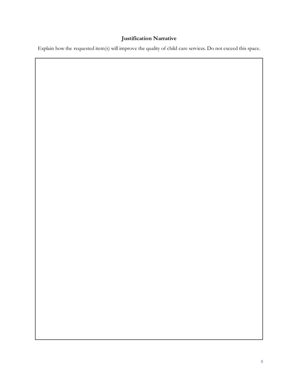 Child Care Quality Improvement Grant Application Form - Nebraska, Page 9