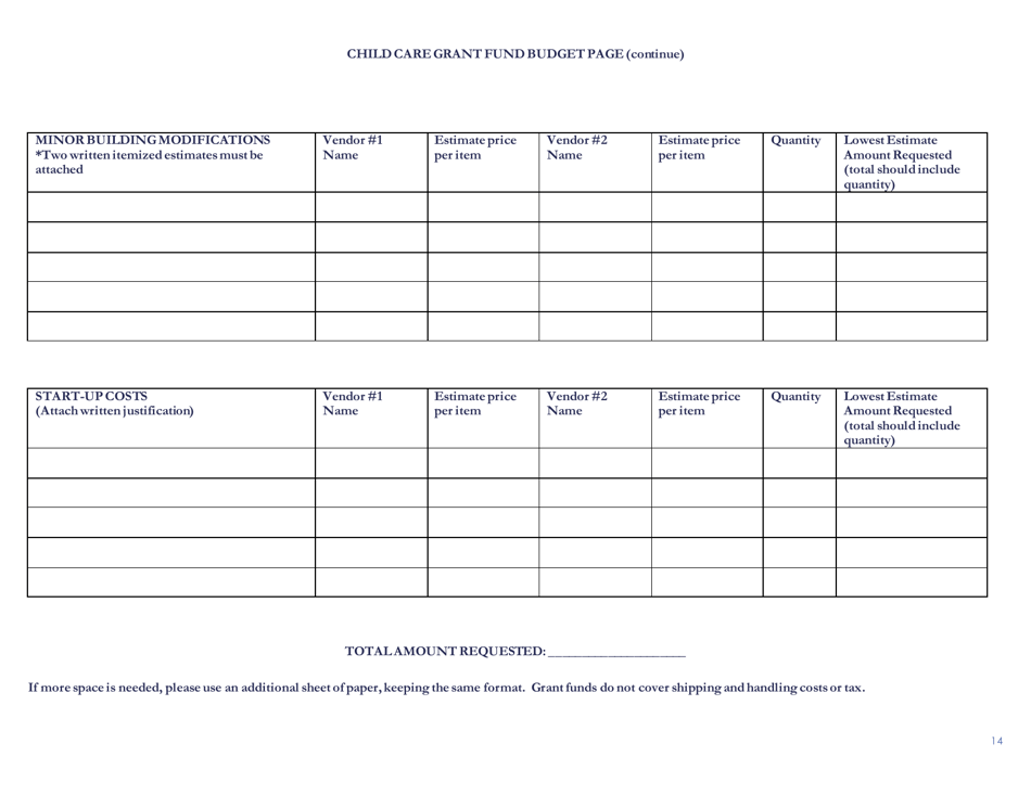 Child Care Start-Up and Expansion Grant Application Form - Nebraska, Page 15